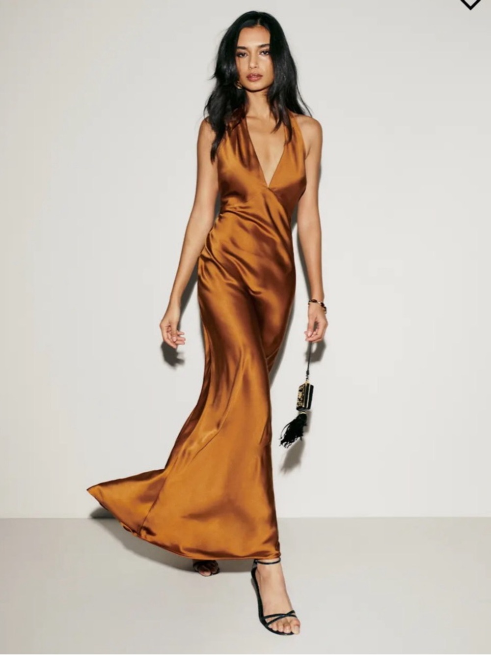 Reformation Daniela 100% Silk Dress - Copper